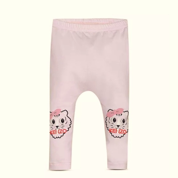 NWT KENZO Baby Tiger Logo Leggings Embellished Light Pink Organic Cotton Size 3M - Picture 1 of 13